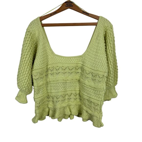 BiBi Womens Cropped Knit Sweater Sz XL Cottagecore Boho Dopamine Dressing Girly - Picture 4 of 7